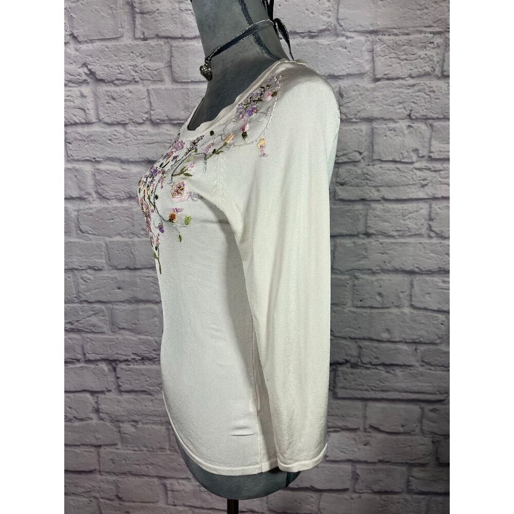 Vintage Y2K Belldini Grandma Chic Floral Emroidered & French Knot Woven Blouse - Picture 2 of 9